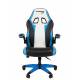 Игровое кресло Chairman Game 15 Россия экокожа черный/голубой/белый. Фото товара с разных ракурсов.